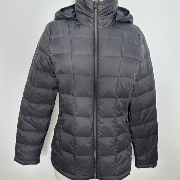 Michael Kors Gray Jacket Women's Sz S Packable Down Fill Puffer Full Zip Hooded - Picture 4 of 11